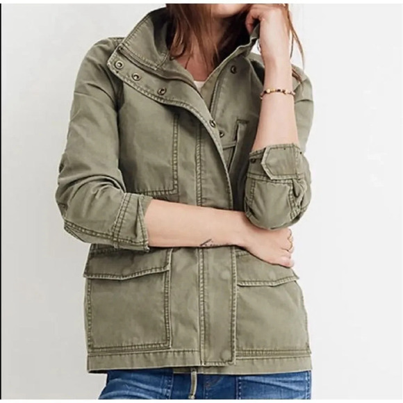 Madewell Fleet Utility Jacket Size XS Green Full Zipper Adjustable Waist - Picture 1 of 13